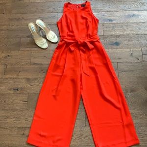 Banana Republic, wide leg orange-red jumpsuit